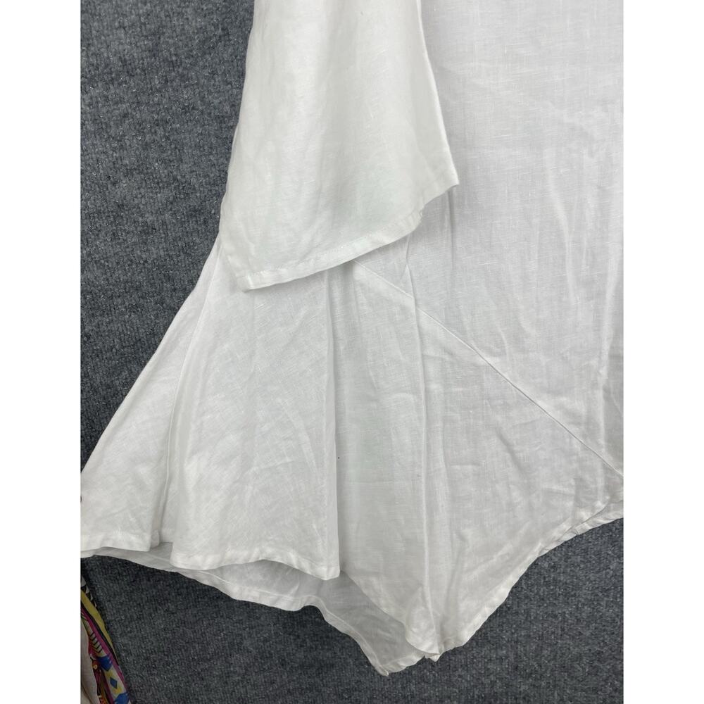 For-Cynthia White Linen Asymmetrical 3/4 Sleeve Blouse Size XL‎ - Picture 3 of 13